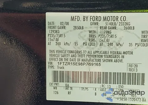 2008 Ford Ranger Fx4 Off-Road/Sport/Xl/Xlt z USA, uszkodzony, nr VIN 1FTZR15E98PA69165